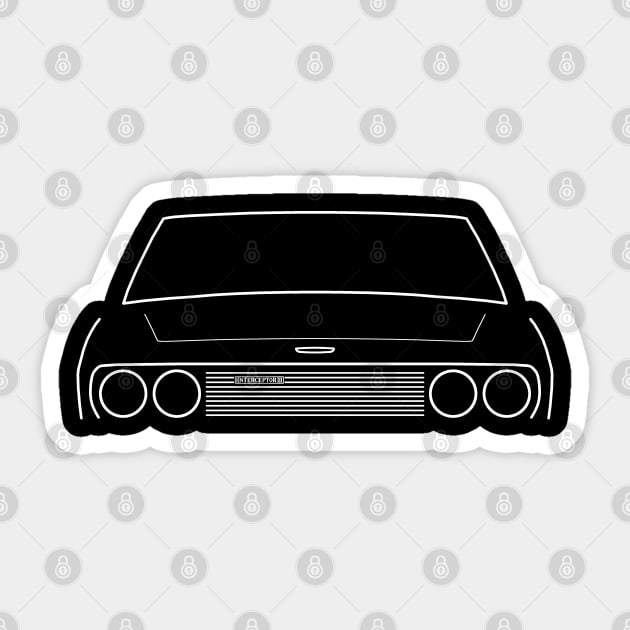 Jensen Interceptor classic car outline graphic (white) Sticker by soitwouldseem